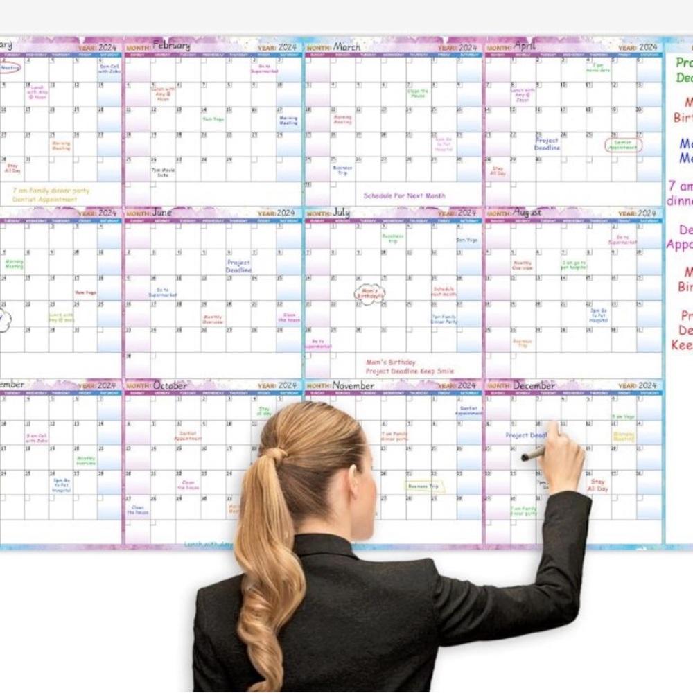 Large Dry Erase Calendar For Wall – Yearly Wall Calendar Dry Erase,